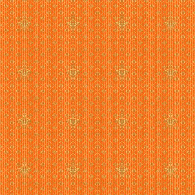 Altın pürüzsüz desen. Turuncu arka planda altın süslemeli Raster eskizi.