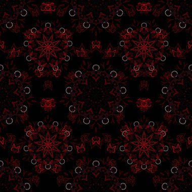 Vektör çizimi. Çiçeklerin tekrarlanması kolay, kusursuz desenli, hatları doldurmak için kullanılır. Kahverengi, gri ve kırmızı renklerle çiz.