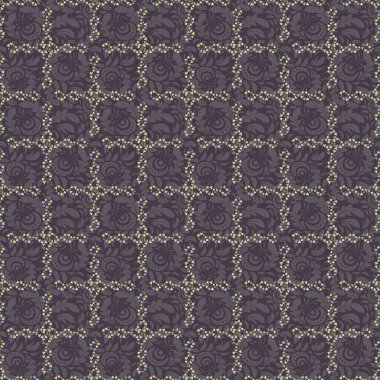 Doğu tarzında klasik tasarımı olan kusursuz bir model. Geleneksel Arap süsü, gri, mor ve bej elementlerle. Süslü dantel iz sürücü. Kumaş için dekorasyon.