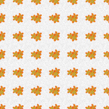 Vektör Plumeria çiçekleri pürüzsüz desen. Turuncu, sarı ve mavi renklerde kusursuz çiçek deseni.