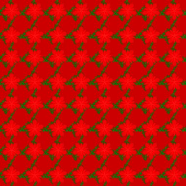 Kırmızı arka planda kusursuz çiçek deseni.