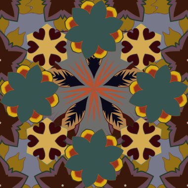 Çiçeksiz, mavi, kahverengi ve sarı renklerde. Vektör illüstrasyonu.