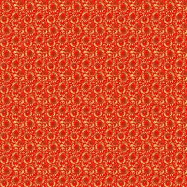 Klasik kırmızı ve altın desenli. Klasik oryantal raster modeli. Kırmızı arkaplanda altın tekrarlayan elementlerle soyut ve pürüzsüz desen.