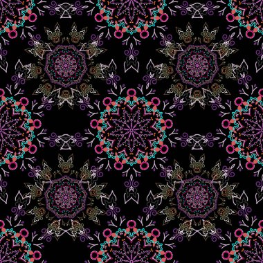 Damask kusursuz karalama arkaplan deseni. Vektör illüstrasyonu.