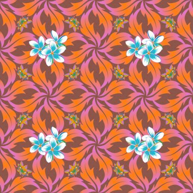 Pembe, turuncu ve gri renklerde şirin Tespih çiçekleri olan kusursuz bir desen. Vektör illüstrasyonu.