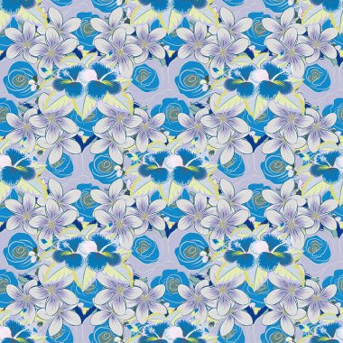 Renksiz çiçek vektör deseni 