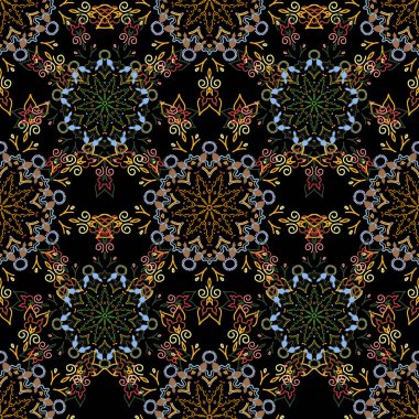 Tasarım, tekstil veya kumaş için kahverengi, kırmızı ve gri renklerde vektörsüz çiçek deseni. Vektör illüstrasyonu.