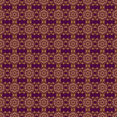 Mor arka planda geleneksel oryantasyon süsü. Kusursuz klasik vektör altın deseni.