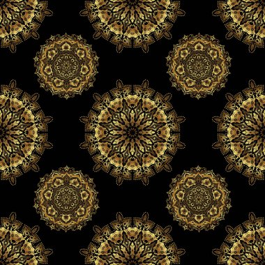 Kusursuz desenli altın elementler, bukleler ve siyah bir arka planda süslemeler. Vektör doğulu arabesk biçimi.
