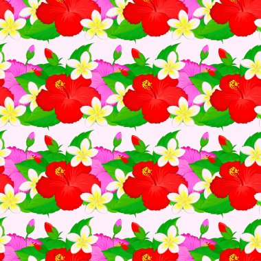 Birçok soyut renkli çiçeğin vektör çizimi. Elle çizilmiş kusursuz çiçek çizimi. Kusursuz desenli soyut çiçek arkaplanı.