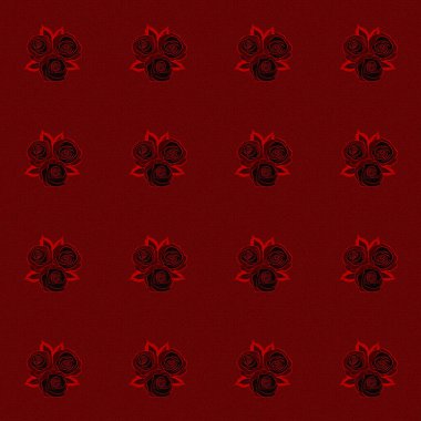 Vektör gül çiçekleri pürüzsüz desen. Siyah ve kırmızı renklerde elle boyanmış resimler..