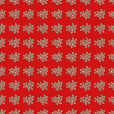 Kırmızı ve pembe renkli çiçek açan ipek eşarp. 1950-1960 motifleri. El çizimi çiçek unsurları olan soyut, pürüzsüz vektör deseni. Sonbahar renkleri. Retro tekstil tasarım koleksiyonu.