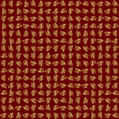 Kusursuz soyut arka plan ve altın tekrarlayan elementler. Kırmızı ve altın desenli. Zarif vektör klasik altın pürüzsüz desen.