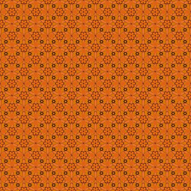 Vektör doğu tarzı arabesk. Kahverengi, turuncu ve kırmızı elementler, bukleler ve süslemelerle kusursuz desen.
