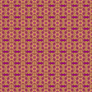 Klasik eskiz. Zarif geçmişe dönük pürüzsüz desen. Mor arkaplanda altın desen.