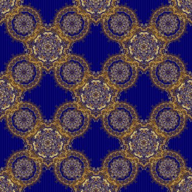 Raster parlak metal yüzey pürüzsüz desen. Mavi arkaplanda soyut altın elementler.