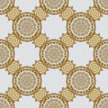 Eski Fas, Arap ve Türk süslemelerini taşıyın. Gri arkaplanda kusursuz altın rengi desen.