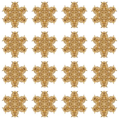 Birçok taç yaprağı çiçekli kutsal geometrik vektör sembolü. Beyaz arkaplanda altın mandala logosu.