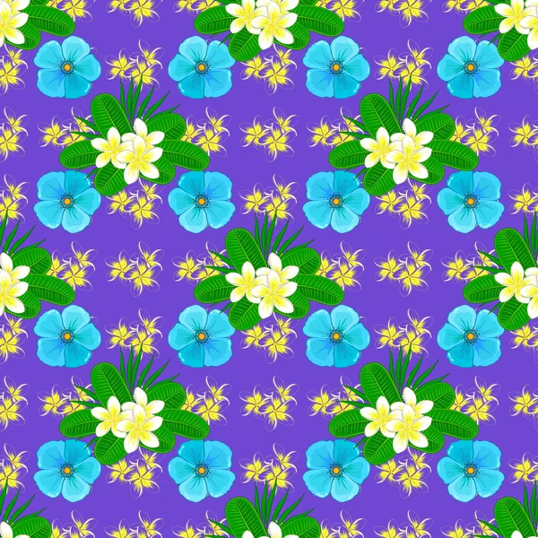 Modelo Sin Costuras Acuarela Con Flores Cosmos Fondo Violeta Hermoso — Vector de stock