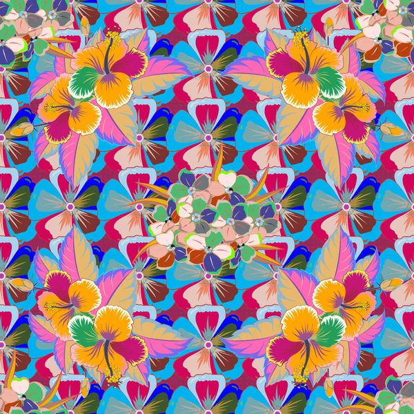 Gravure Florale Vecteur Répétitif Profil Floral Motley Moderne Motif Floral — Image vectorielle