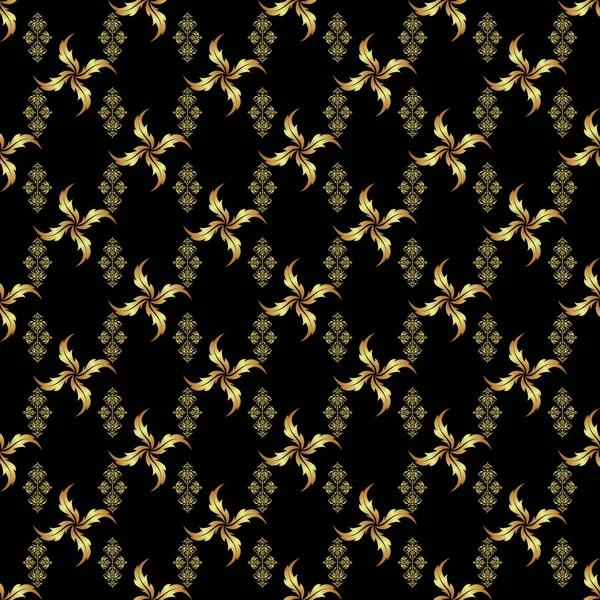 ベクトル豪華な金のパターン 黒の背景に金色のシームレスなパターン — ストックベクタ