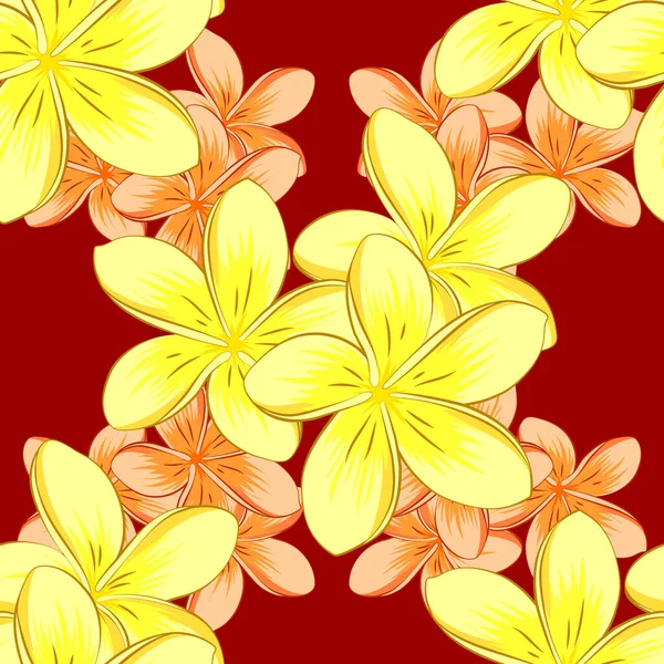 Motif Floral Moderne Sans Couture Sur Fond Rouge Vecteur Répétitif — Image vectorielle