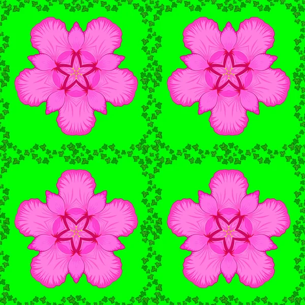 Vector Perfectamente Colorido Patrón Floral Fondo Verde Textura Floral Dibujada — Archivo Imágenes Vectoriales