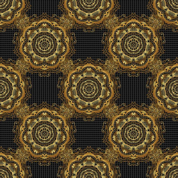 Folclore Étnico Indio Fondos Mosaico Sin Costuras Vectorial Con Ornamentos — Vector de stock