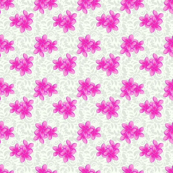Seamless Floral Pattern Stylized Plumeria Flowers Beige Background Vector Illustration — Stock Vector