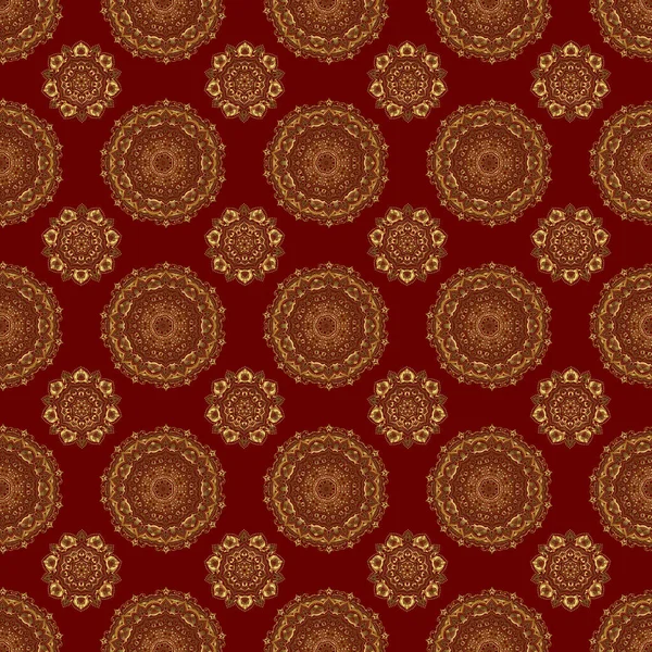 Красный Золотой Узор Бесшовный Узор Восточный Стиле Барокко Традиционный Классический — стоковый вектор