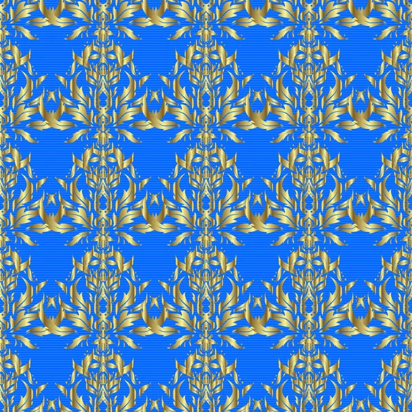 파란색 배경에 장식으로 장식된 디자인으로 카드를 고전적 레이스 다마스크 패턴의 — 스톡 벡터