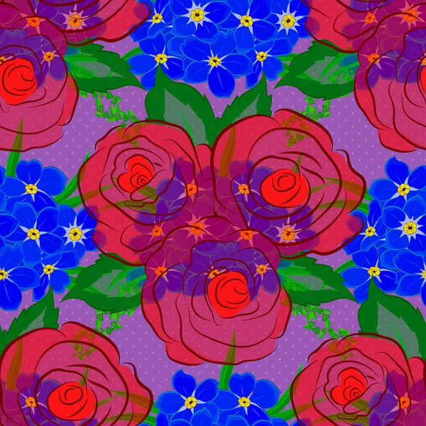 Απρόσκοπτη Υφή Λουλουδιού Βιολετί Φόντο Οπτική Ψευδαίσθηση Τριαντάφυλλο Και Πράσινα — Διανυσματικό Αρχείο