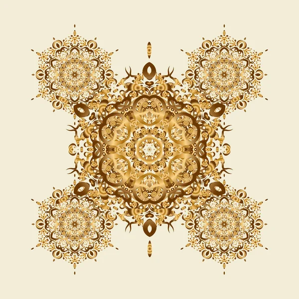 Vector Mandala Modelo Ornamental Redondo Dorado Fondo Beige — Archivo Imágenes Vectoriales