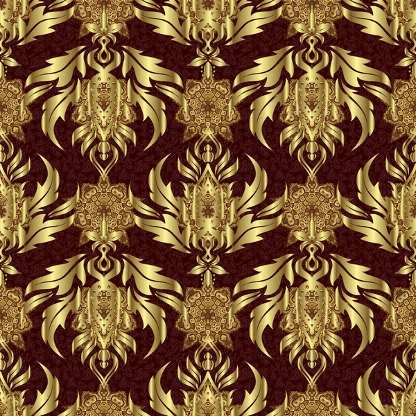 Ornamentale Klöppelei Goldene Kunstvolle Illustration Für Tapeten Goldene Vintage Elemente — Stockvektor