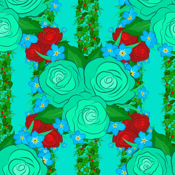 Modelo Flor Rosa Vectorial Sin Costura Dibujada Mano Sobre Fondo — Archivo Imágenes Vectoriales