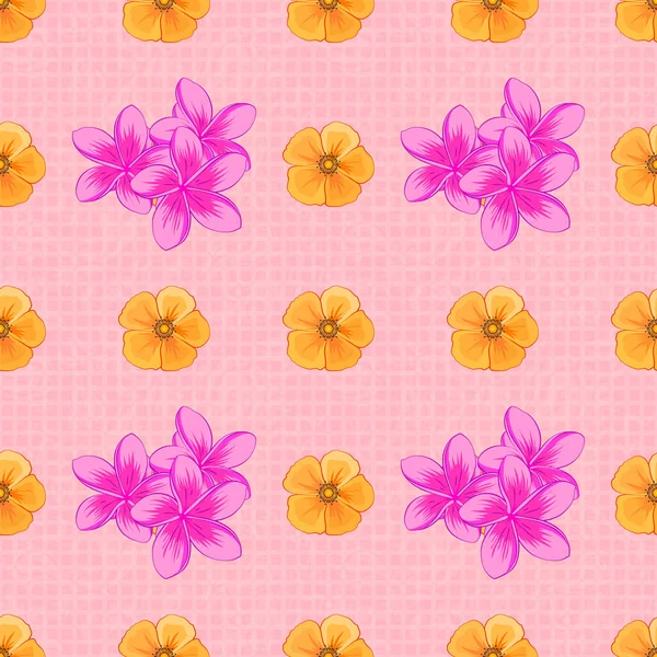 Vector Plumeria Blüten Nahtlose Muster Nahtloses Blumenmuster Auf Rosa Hintergrund — Stockvektor