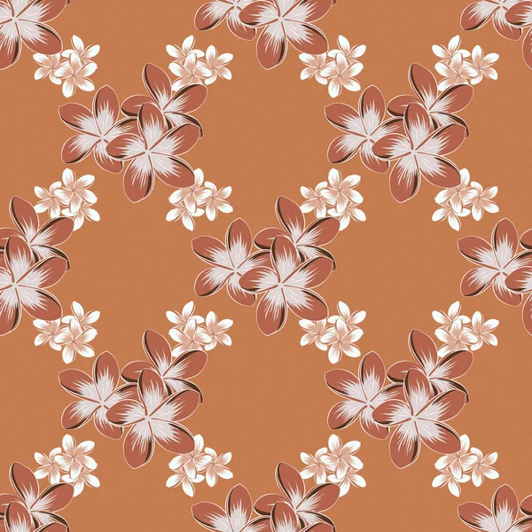 Exquisite Pattern Plumeria Flowers Vintage Style Trendy Print Orange Pink — Stock Vector