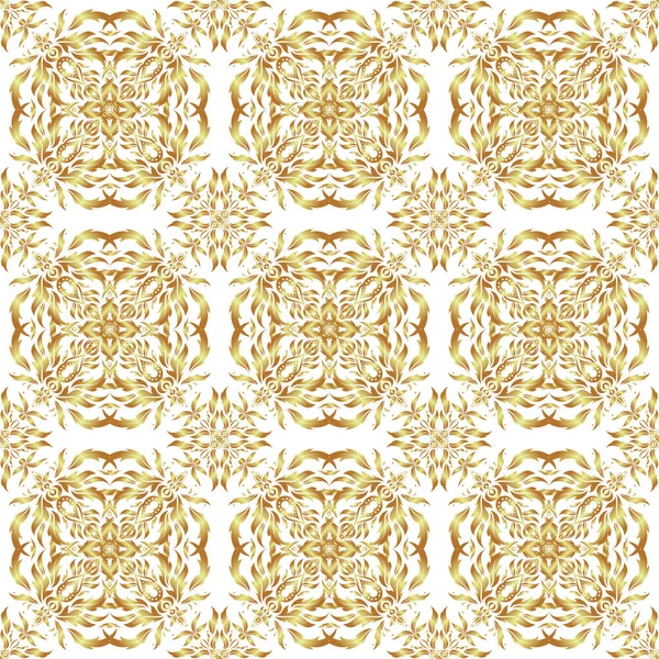 有着金色重复元素的东方背景 达摩矢量经典的金色图案 白色背景上金色无缝线抽象元素 — 图库矢量图片