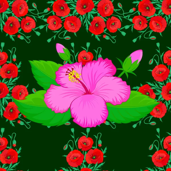 Modelo Floral Abstracto Sin Costuras Fondo Verde Ornamento Hojas Geométricas — Vector de stock