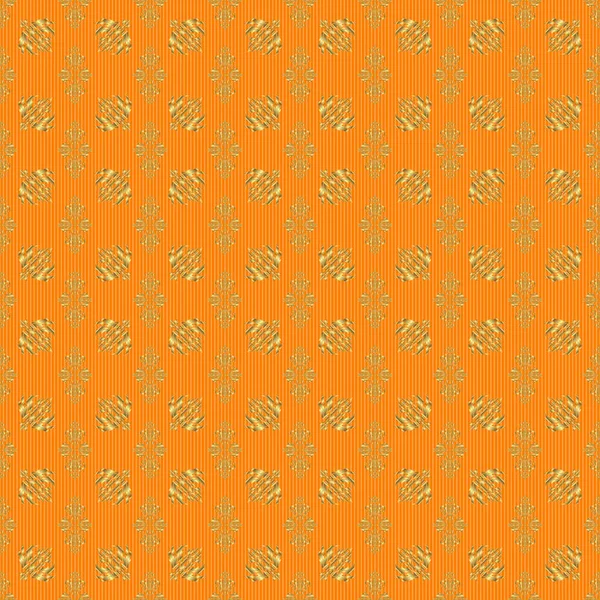 Orange Motif Doré Élégant Motif Vectoriel Classique Doré Sans Couture — Image vectorielle