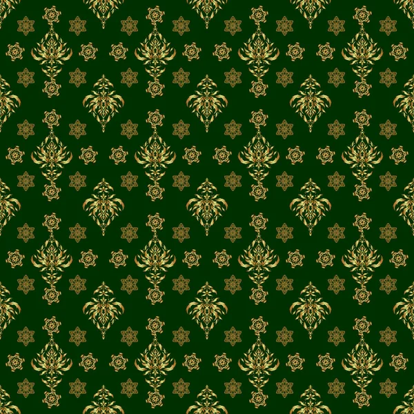 Vector Gouden Naadloos Patroon Abstract Gouden Achtergrond Groene Gouden Kleuren — Stockvector