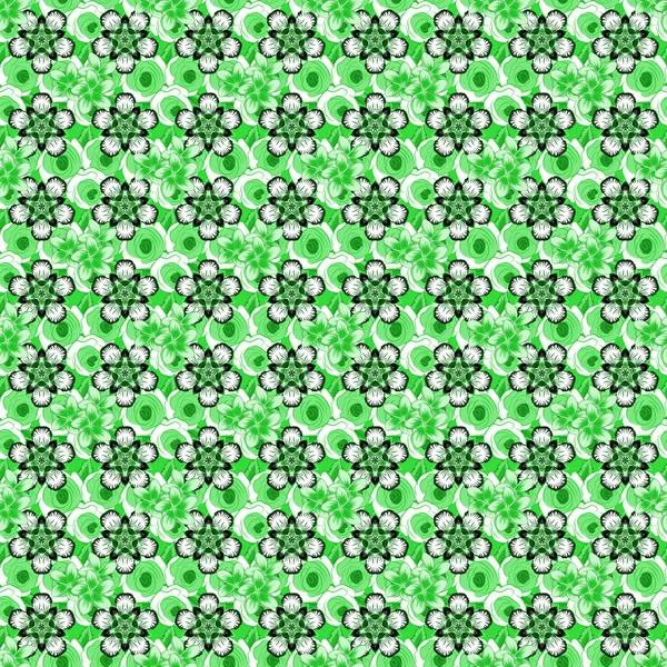 Vektorillustration Sömlös Handdragen Textur Gröna Och Blå Färger Söt Vektor — Stock vektor