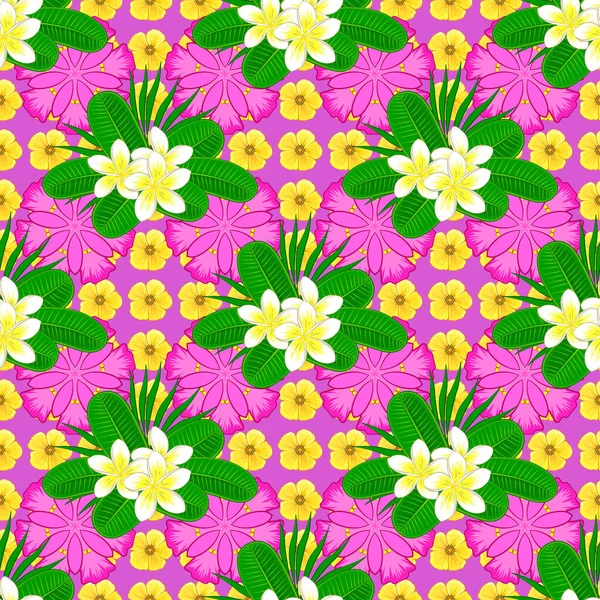 Fundo Vetor Abstrato Padrão Sem Costura Floral Com Flores Plumeria —  Vetores de Stock