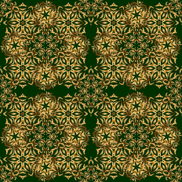 Λαμπερό Φόντο Πράσινο Και Χρυσό Χωρίς Ραφή Μοτίβο Εικονογράφηση Διανύσματος — Διανυσματικό Αρχείο