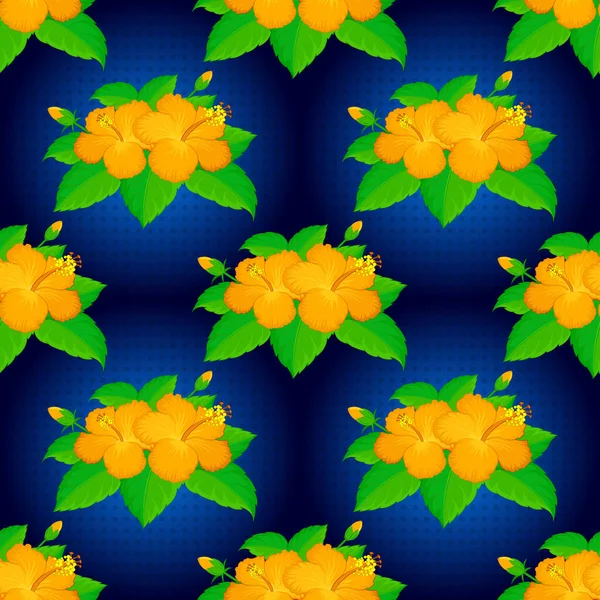 Vektorillustration Helles Hawaiianisches Design Mit Vektorpflanzen Und Gelben Blauen Und — Stockvektor