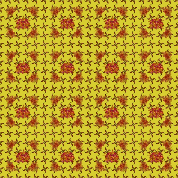 Vektornahtloses Muster Mit Kleinen Blüten Nahtloser Farbhintergrund Gelben Orangen Und — Stockvektor