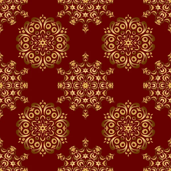 Seamless Oriental Ornament Style Baroque Red Background Traditional Classic Vector — Stock Vector
