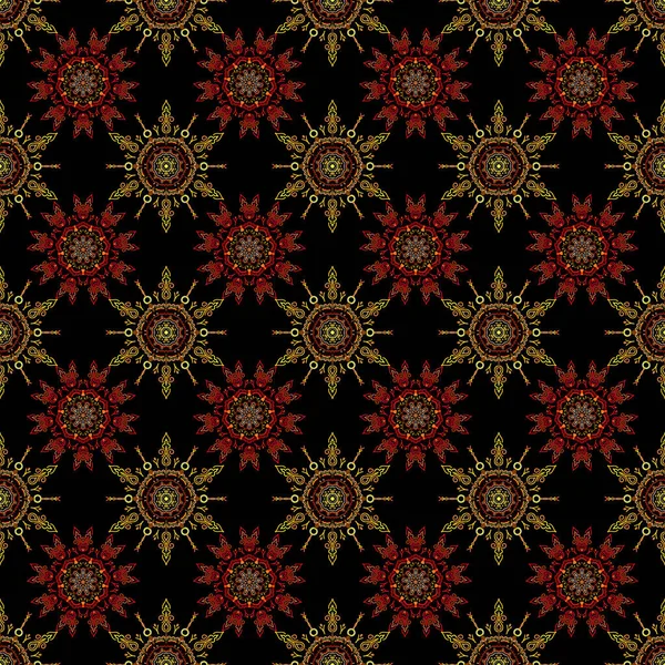 Green Red Brown Vintage Baroque Ornament Retro Seamless Pattern Antique — Stock Vector