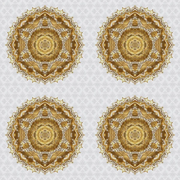 Diseño Cubiertas Mandala Dibujada Mano Con Patrón Abstracto Dorado Aislada — Archivo Imágenes Vectoriales