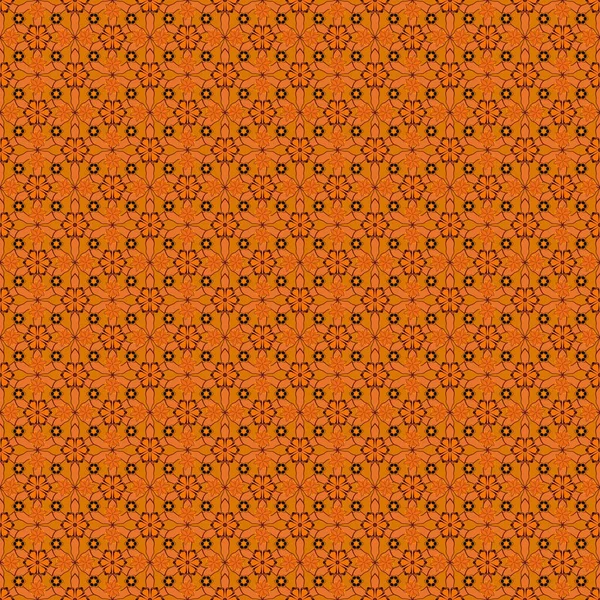 Векторные Восточные Арабески Бесшовный Узор Коричневыми Оранжевыми Красными Элементами Завитками — стоковый вектор